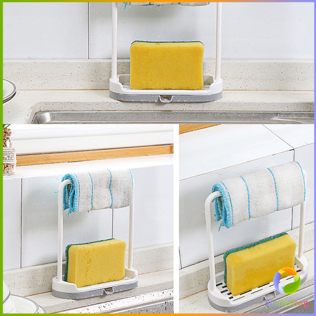 smileshop-ที่วางฟองน้ำล้างจาน-วางสบู่-พร้อมที่แขวนผ้าเช็ดมือ-kitchen-storage-rack