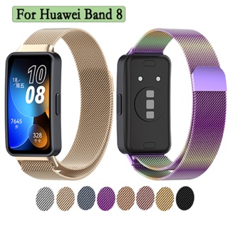 สําหรับ Huawei Band 8 สายนาฬิกาข้อมือ ห่วงแม่เหล็ก สเตนเลส สตีล สไตล์ธุรกิจ อุปกรณ์เสริมป้องกันนาฬิกาเบา