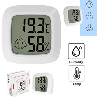 เครื่องวัดอุณหภูมิความชื้นในห้อง ขนาดเล็ก ในร่ม ดิจิทัล เทอร์โมไฮโกรมิเตอร์ จอ LCD ความแม่นยําสูง มาตรวัดหน้ายิ้ม แม่เหล็ก สําหรับบ้าน สํานักงาน เด็ก