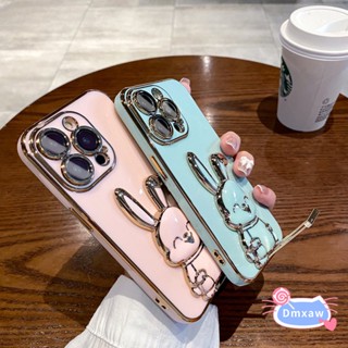 เคสโทรศัพท์มือถือ ลายกระต่ายน่ารัก 3D พร้อมขาตั้ง สําหรับ iPhone 14 Pro Max 14 Plus 13 Pro Max 13 Mini