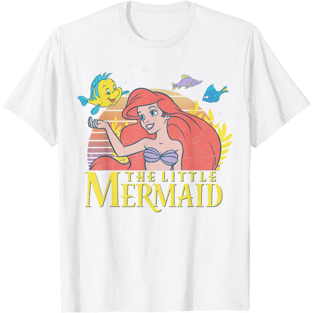 เสื้อยืดแขนสั้นcartoon-the-little-mermaid-graphic-cotton-o-neck-t-shirt-for-mens-5xl