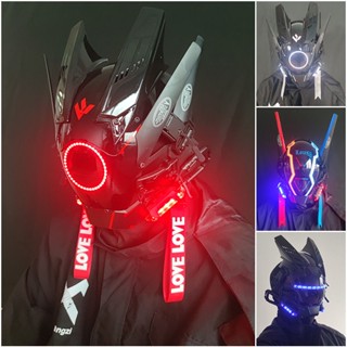 ┱┲Cyberpunk หน้ากากไฟ LED ทรงสามเหลี่ยม เรืองแสง สําหรับเทศกาลดนตรี