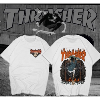 【hot sale】เสื้อยืด พิมพ์ลายกราฟฟิค Vans Thrasher baju lelaki