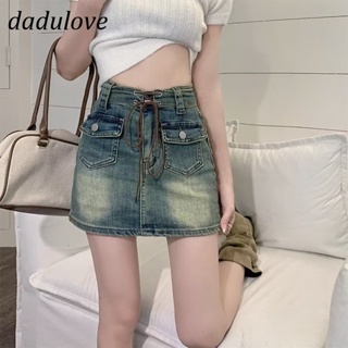 DaDulove💕 New Korean Version of Retro Washed Jeans WOMENS High Waist Strappy Skirt Large Size Bag Hip Skirt