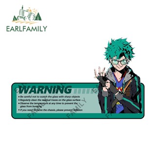 Earlfamily สติกเกอร์เตือน กันน้ํา กันแดด ลาย My Hero Academia ขนาด 13 ซม. x 7.9 ซม. สําหรับติดตกแต่งหมวกกันน็อครถจักรยานยนต์