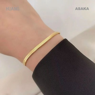 Asaka สร้อยข้อมือโซ่ ชุบทอง 18K เรียบง่าย สําหรับผู้หญิงสูงอายุ