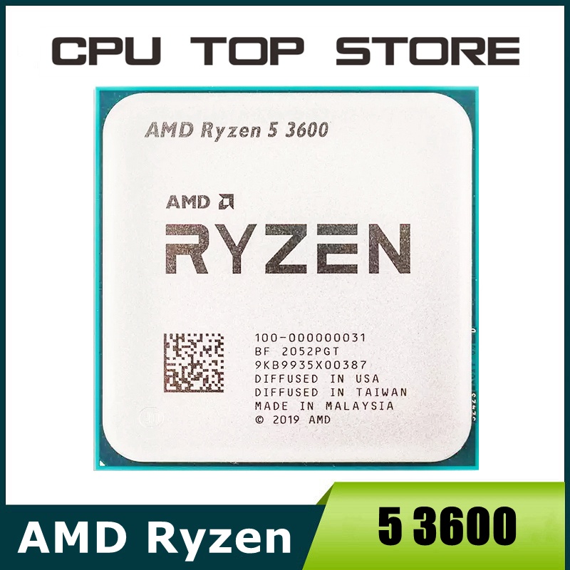 หน่วยประมวลผล CPU AMD Ryzen 5 3600 R5 3600 3.6GHz สิบสองเกลียว 7NM 65W ...