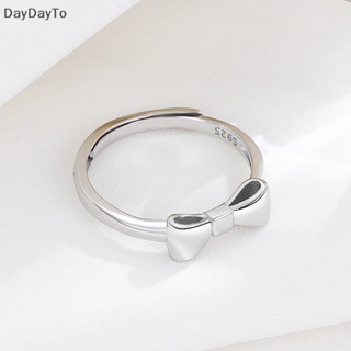 Daydayto แหวนแฟชั่น ประดับโบว์ สีเงิน ปรับได้ ระดับไฮเอนด์ สําหรับผู้หญิง
