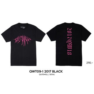 พร้อมส่ง ผ้าฝ้ายบริสุทธิ์ QWT09-1 2017 BLACK เสื้อยืดสีดำ T-shirt