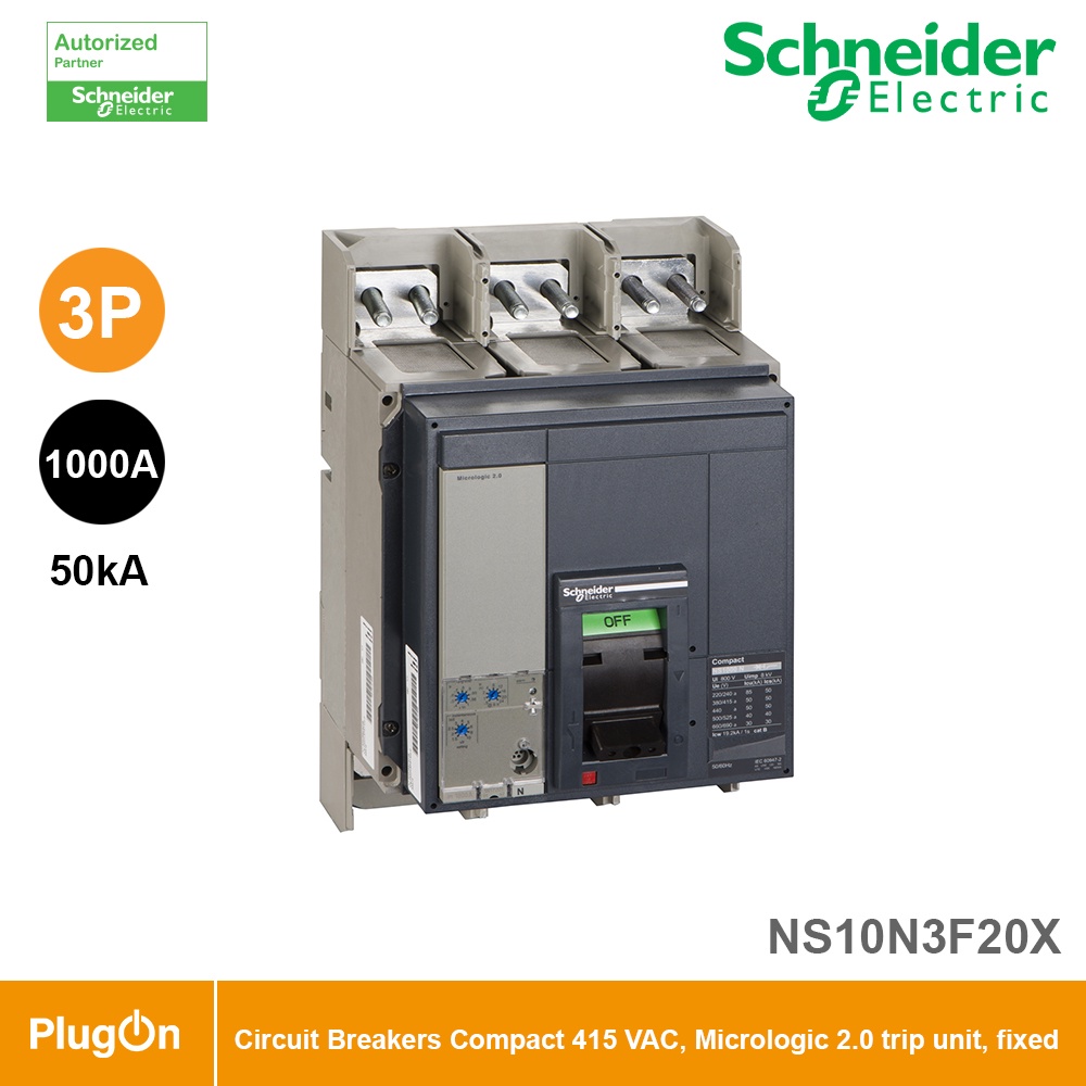 Schneider Electric NS10N3F20X Circuit breaker,ComPact NS1000N,50kA ...