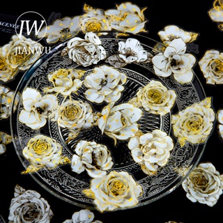 Jianwu สติกเกอร์ PET ลายดอกไม้ สีขาว กันน้ํา สไตล์วินเทจ สําหรับตกแต่งเครื่องเขียน DIY 30 แผ่น