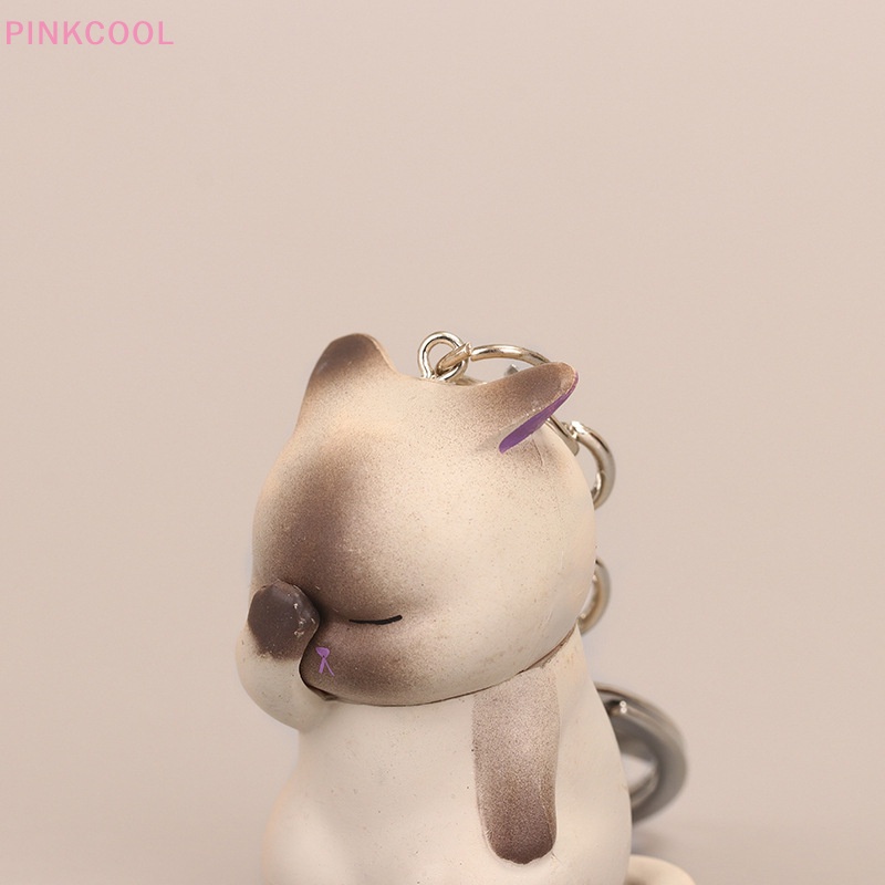pinkcool-พวงกุญแจแมวขี้อาย-น่ารัก-อ้วน-พวงกุญแจลูกแมว-เครื่องประดับกระเป๋า-เครื่องประดับพวงกุญแจ-ขายดี