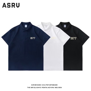 ASRV เสื้อโปโลผู้ชายแขนสั้นคุณภาพสูงวัยกลางคนและวัยหนุ่มสาวเสื้อยืดพิมพ์ลายสุทธิสีแดงยอดนิยม