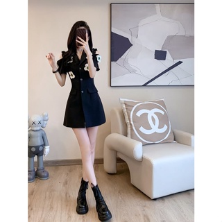 Korean temperament skirt Womens 2023 Summer New style Foreign style short-sleeved suit dress with short sleeves