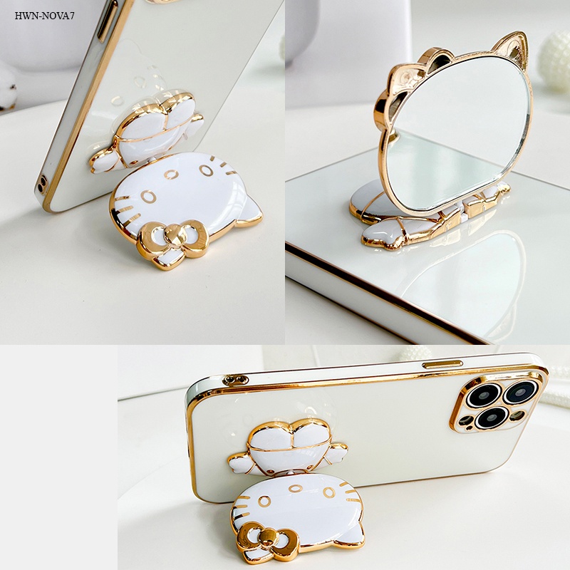 huawei-nova-7-7i-8i-5t-se-3-3i-3e-4-4e-เคสหัวเว่ย-สำหรับ-case-cartoon-anime-cats-mirror-bracket-เคส-เคสโทรศัพท์-เคสมือถือ