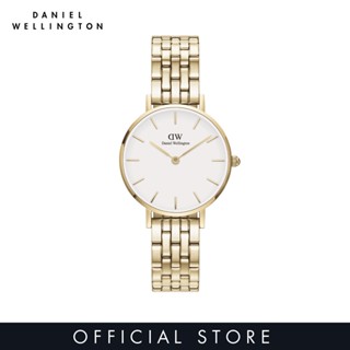 (ทักแชทรับโค้ด) Daniel Wellington นาฬิกาข้อมือรุ่น Petite 28mm 5-Link Gold White Dial - Watch for women