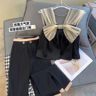 Xiao Xiang Style Suit Summer 2023 New Womens Casual Fashion Elegant Socialite Wide-leg Pants Two-piece Set Exquisite Fashion