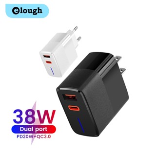 Elough อะแดปเตอร์ชาร์จโทรศัพท์มือถือ 38W USB PD QC3.0 Type C สําหรับ Samsung Xiaomi