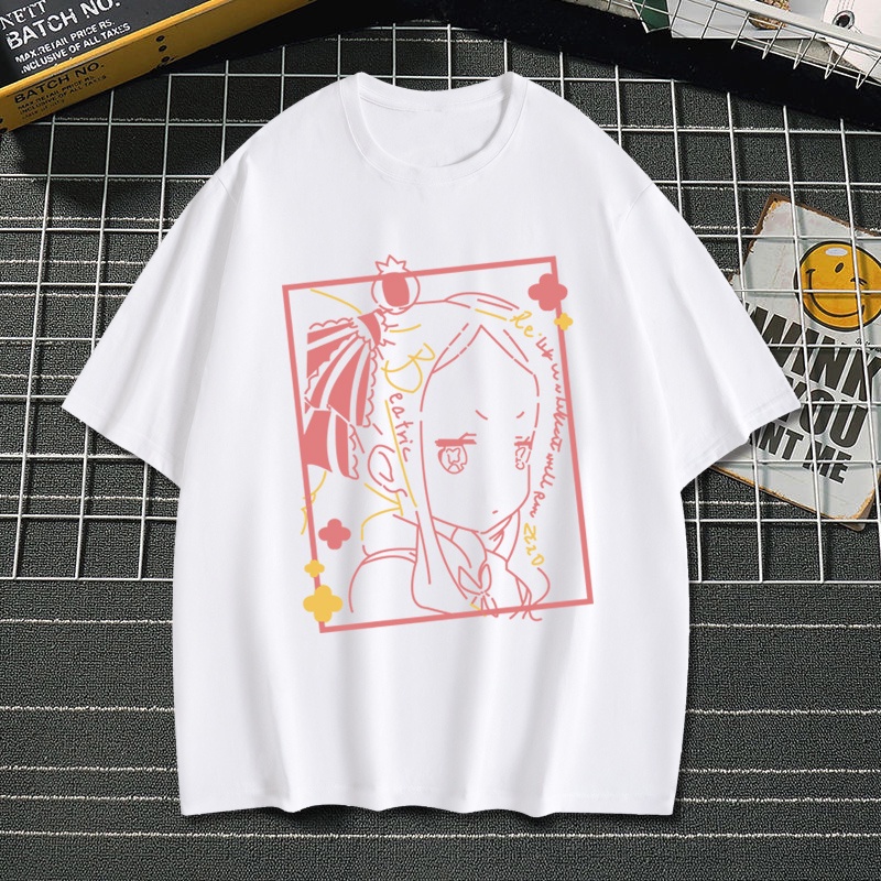 การ์ตูน-re-zero-rem-เสื้อยืดสองมิติเอมิเลียเสื้อผ้าญี่ปุ่นผู้ชายและผู้หญิงอะนิเมะผ้าฝ้ายแขนสั้นฤดูร้อน-หล่อ