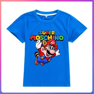 203 ใหม่ เสื้อยืดแขนสั้น พิมพ์ลาย Super Mario แฟชั่น สําหรับเด็กผู้ชาย และเด็กผู้หญิง อายุ 3-15 ปี