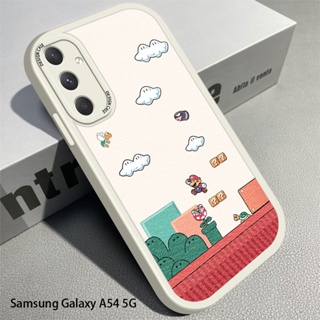 สําหรับ Samsung Galaxy A54 A34 A14 A73 A53 A33 A23 A13 A03 A03S 5G เคสโทรศัพท์หนัง PU ซิลิโคนนิ่ม ปิดด้านหลัง แบบบาง ลายการ์ตูนมาริโอ้