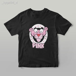 ดูดีนี่ HOT Korean Oversized Pink Panther Printde T-shirt For Men Women Casual Fashion Unisex Black Tops PBเสื้อยืด