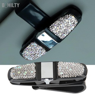 B_HILTY ที่บังแดดแว่นตาคลิปคริสตัล Rhinestones สากลแว่นตากันแดดผู้ถือบัตรไม้แขวนเสื้อสำหรับรถยนต์