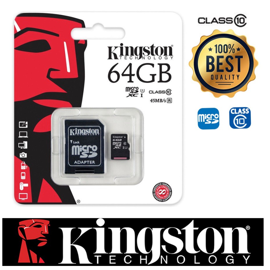 แท้-ประกันตลอดชีพ-64-gb-micro-sd-card-ไมโครเอสดีการ์ด-kingston-class-10