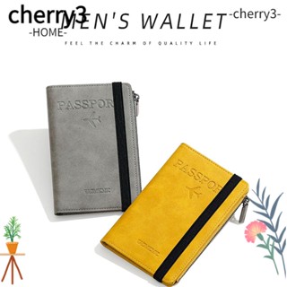 Cherry3 กระเป๋าใส่หนังสือเดินทาง หนัง PU มีซิป บางพิเศษ แบบพกพา อเนกประสงค์ สําหรับผู้หญิง และผู้ชาย