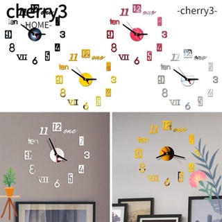 Cherry3 นาฬิกาดิจิทัล อะคริลิค 3D เสียงเงียบ ไร้กรอบ DIY สําหรับตกแต่งผนังบ้าน