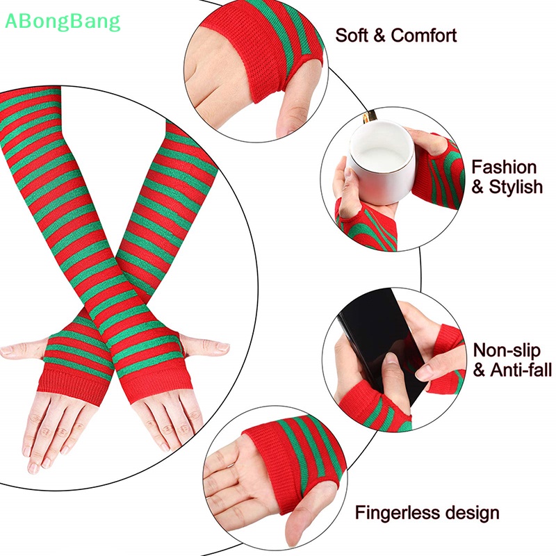 abongbang-ถุงมือยาว-ผ้าถัก-ลายทาง-อบอุ่น-เปิดนิ้วหัวแม่มือ-ไร้นิ้วมือ-ยืดหยุ่น-สําหรับปาร์ตี้คริสต์มาส-คอสเพลย์