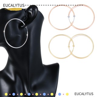 Eutus ใหม่ ต่างหูห่วง ทรงกลม สีทอง สีโรสโกลด์ ไม่เจาะ สไตล์พังก์ พังก์ แฟชั่นฤดูใบไม้ผลิ สําหรับผู้หญิง