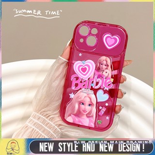 เคสโทรศัพท์มือถือ แบบกระจกแต่งหน้า ลายการ์ตูนบาร์บี้ สไตล์ยุโรป และอเมริกา สําหรับ iPhone 14 13 12 11 Pro Max X XS XR XMax