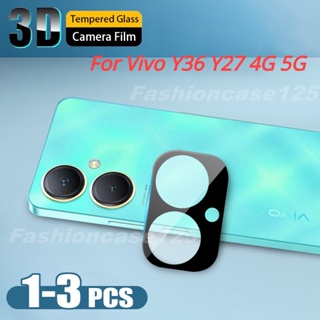 ฟิล์มกระจกนิรภัยกันรอยเลนส์กล้อง HD 3D กันรอยขีดข่วน สีดํา สําหรับ Vivo Y27S Y36 Y27 4G 5G VivoY27 VivoY36 2023 3 ชิ้น