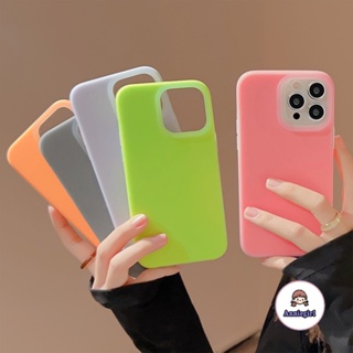 เคสโทรศัพท์มือถือ ซิลิโคนนิ่ม กันกระแทก สีพื้น สําหรับ IPhone 11 14 Pro Max 12Pro 13Promax