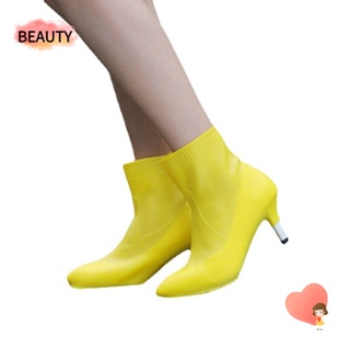 Beauty รองเท้าบูท กันฝน สีเหลือง ใช้ซ้ําได้ 1 คู่