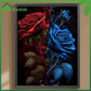 【Doub X ✮】ภาพวาดปักเพชร ทรงกลม ลายดอกกุหลาบ 5D DIY ✮