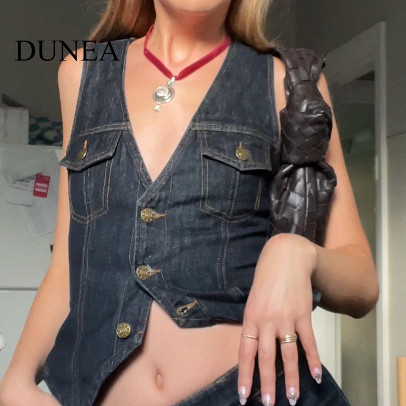 dunea-เสื้อกล้ามยีนคาร์โก้-คอวีลึก-เซ็กซี่-สําหรับผู้หญิง