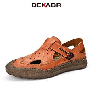 รองเท้าแตะ DEKABR หนังวัวแท้ ระบายอากาศได้ดี สวมใส่สบาย เหมาะกับเดินชายหาดกลางแจ้ง แฟชั่นฤดูร้อน สําหรับผู้ชาย