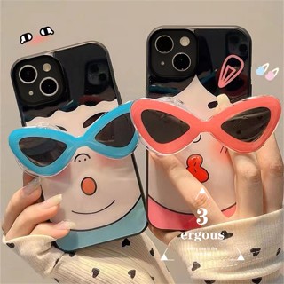 เคสโทรศัพท์มือถือแบบนิ่ม ใส ลายการ์ตูนสนุก พร้อมที่ตั้งวางแว่นกันแดด สําหรับ OPPO A93 A15 A15s A16 A94 A9 A5 A31 A57 A76 A54 A74 A95 A53 A33 Reno 6 4 5F 4F A5s A3s A92 A72