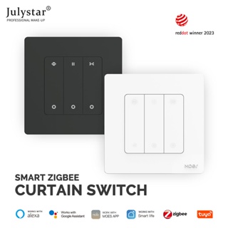 JULYSTAR Zigbee Graffiti ม่านอัจฉริยะสวิตช์แอพรีโมทคอนโทรลปุ่มจับเวลาแผงม่าน