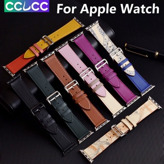 HERMES Cclcc สายนาฬิกาข้อมือหนัง สําหรับ Apple Watch Ultra Series 8 7 6 5 4 3 2 1 SE iWatch 49 มม. 45 มม. 41 มม. 44 มม. 40 มม. 42 มม. 38 มม.