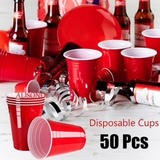 Alisond1 ถ้วยพลาสติก แบบใช้แล้วทิ้ง 450 มล. เกมเครื่องใช้ในบ้าน งานอีเวนท์ ดื่มเบียร์ ปอง อุปกรณ์ปาร์ตี้