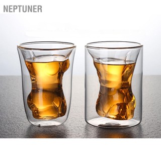 Neptuner Body Shape Glass Cup Double Layer Beer Whiskey Drinking Shot for Party Gathering Bar