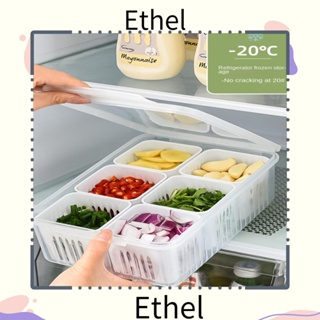 Ethel1 กล่องใส สองชั้น รักษาความสดกระเทียม พร้อมฝาปิด สําหรับเก็บอาหาร ผัก ในตู้เย็น