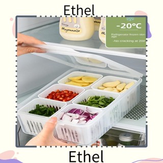 Ethel1 กล่องใส สองชั้น รักษาความสดกระเทียม พร้อมฝาปิด สําหรับเก็บอาหาร ผัก ในตู้เย็น