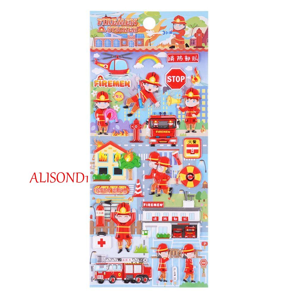 alisond1-สติกเกอร์โฟม-ลายการ์ตูนรถดับเพลิง-3d-สําหรับตกแต่งสมุดภาพ-โทรศัพท์-diy