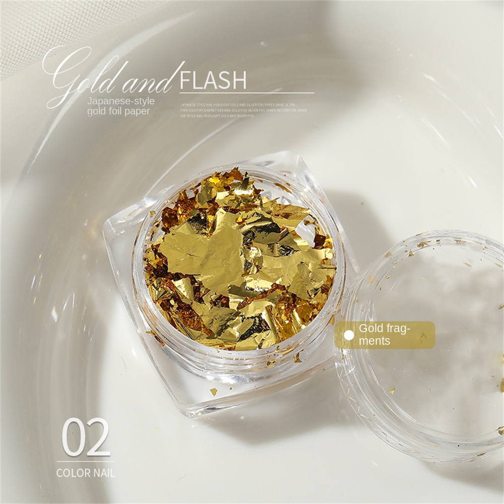 julystar-2023-สไตล์ญี่ปุ่นกระดาษฟอยล์สีทองสว่างเล็บเสริมความงามเครื่องประดับฟอยล์เงินเศษลวดส่องไฟเล็บตกแต่งบางเฉียบ-9-สี