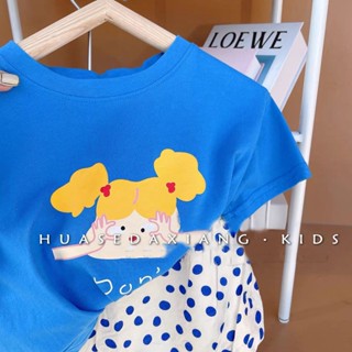 พร้อมส่ง ขายดี เสื้อยืดแขนสั้น ผ้าฝ้ายแท้ พิมพ์ลายการ์ตูนน่ารัก แฟชั่นฤดูร้อน สไตล์เกาหลี และญี่ปุ่น สําหรับเด็กผู้หญิง