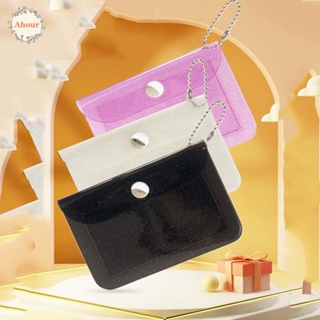 Ahour กระเป๋าสตางค์ใบเล็ก แฟชั่น เรียบง่าย พวงกุญแจ กันน้ํา กระเป๋าเก็บบัตร รูปภาพ กระเป๋าเหรียญ